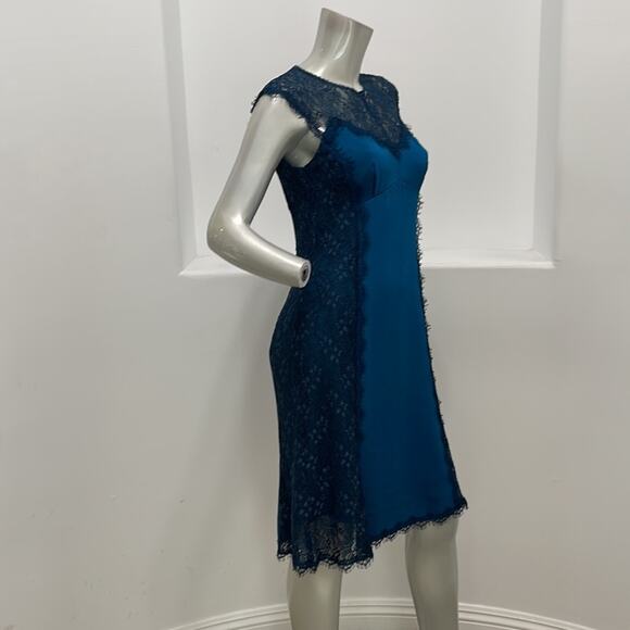 Nanette Lepore Empress Sheath Dress Lace Accent in Aegean Color Size 4 NWT - Picture 4 of 14